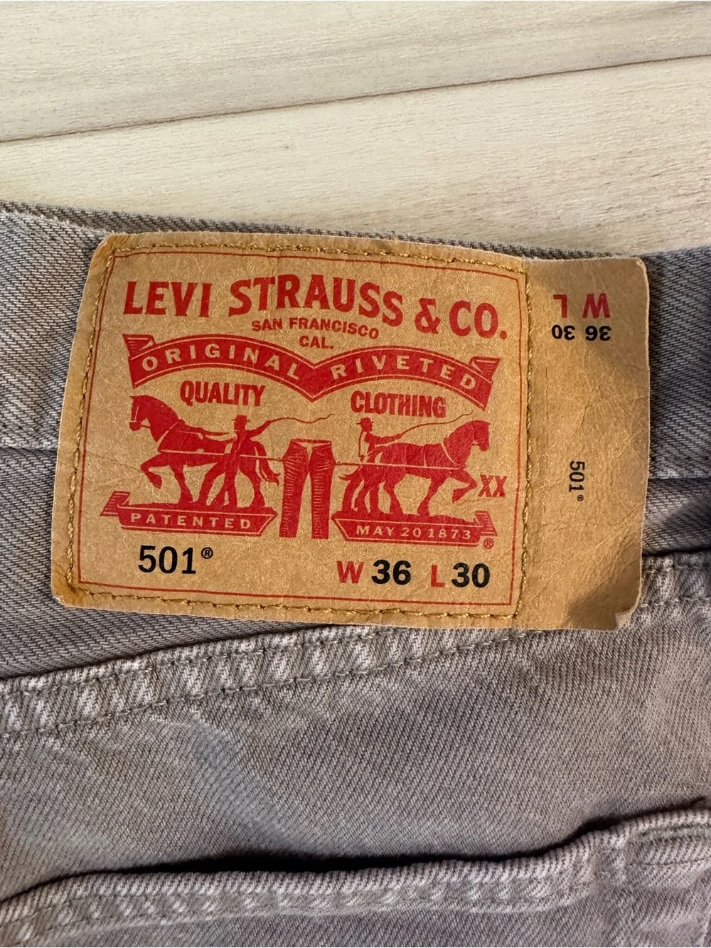 Levi’s 501 Original Fit Jeans Men’s 36x30 Gray Brown Button Fly